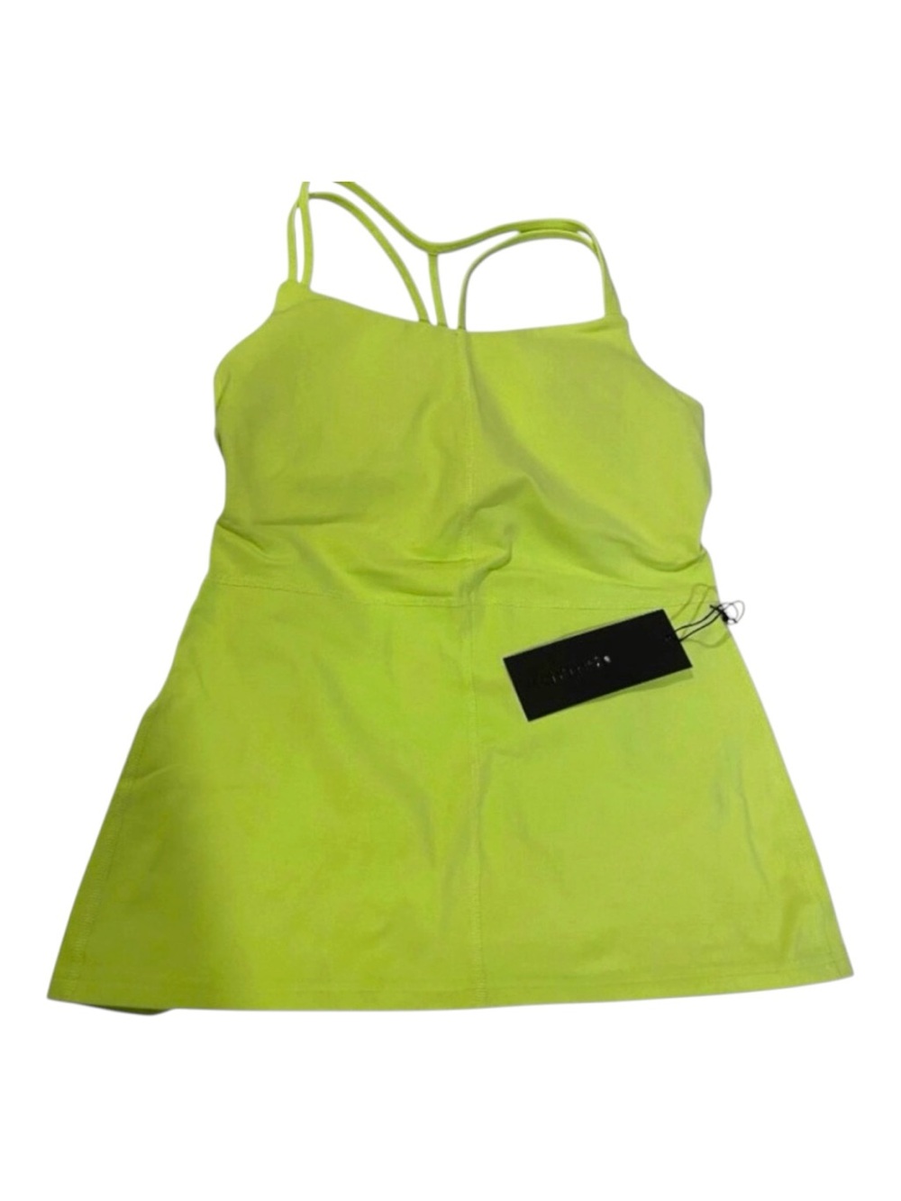 Karma Alexandra Lime Green & Brown Strappy Tank Dress Large (run small) built in
